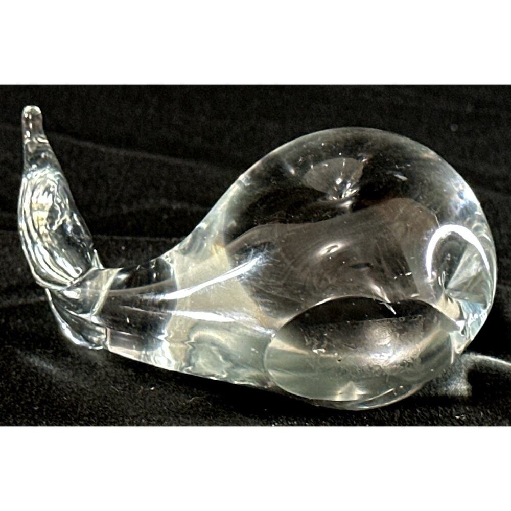 Vintage Clear Glass Whale Figurine Hand Blown 3” Murano Style - Picture 7 of 7